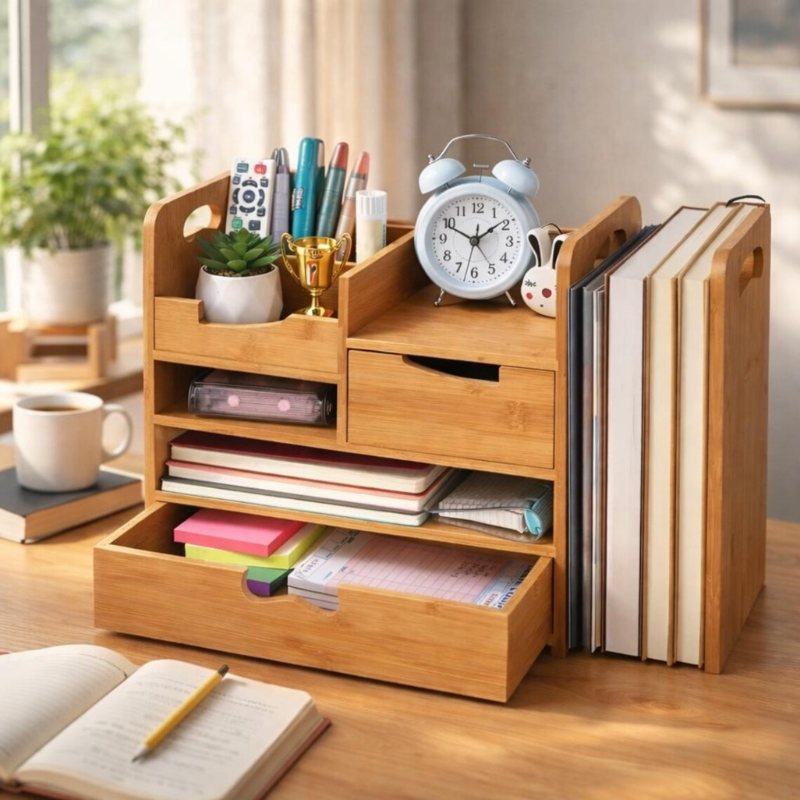 Bamboo Desk Organizer with Drawer