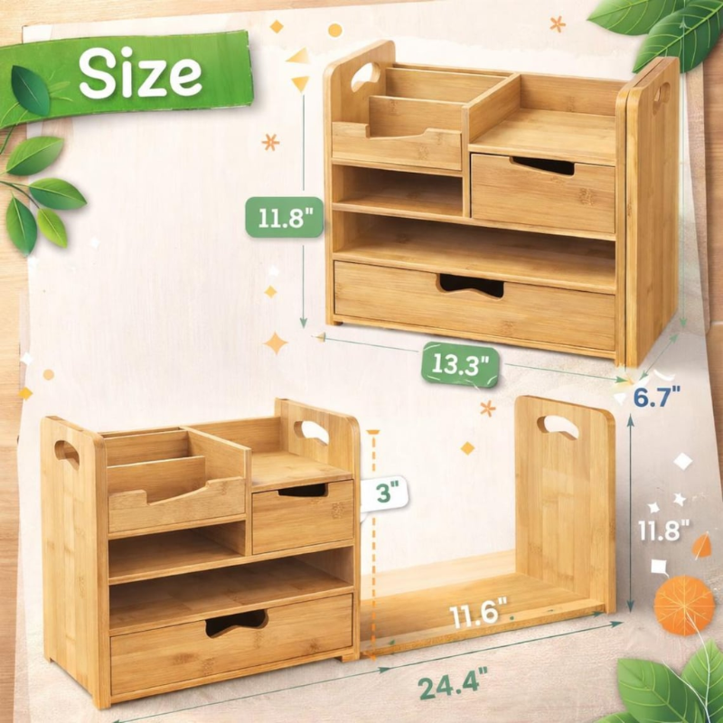 Bamboo Desk Organizer with Drawer