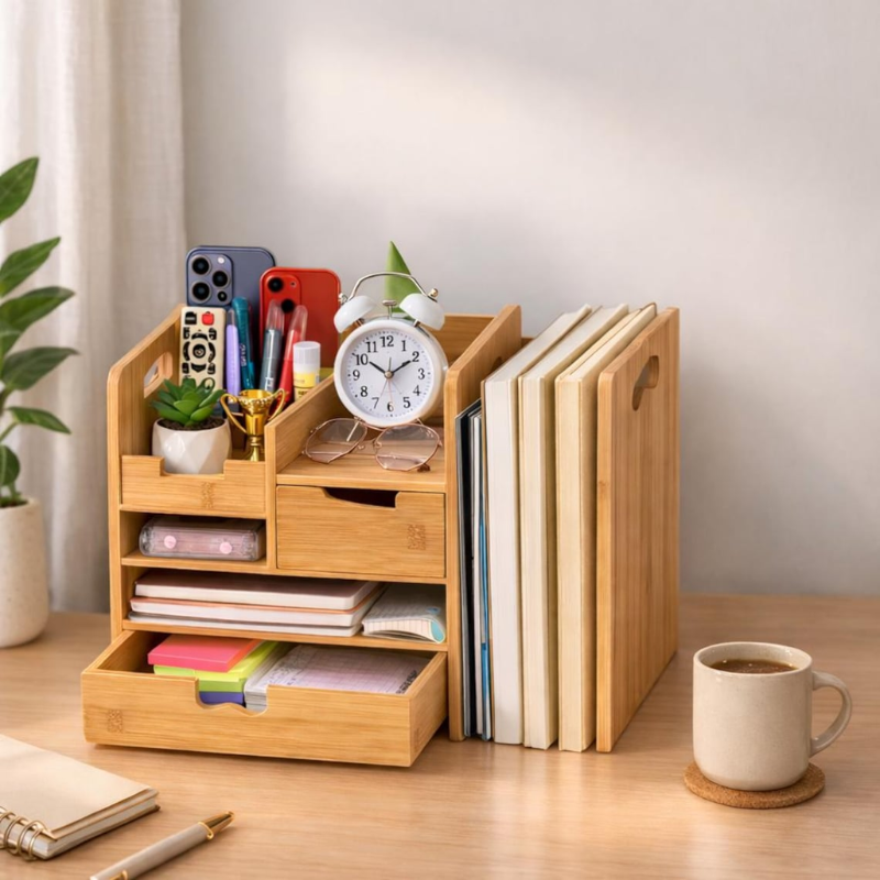 Bamboo Desk Organizer with Drawer